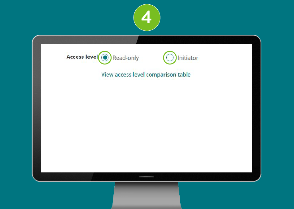 Add Delegates page in a desktop browser, focused on the the access level options ‘Read-only’ and ‘Initiator’ for delegate permissions.