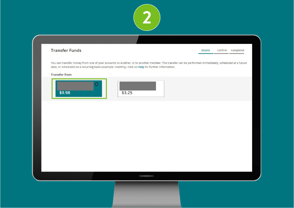 Website page in a desktop browser, focused on the “Transfer from”  field.