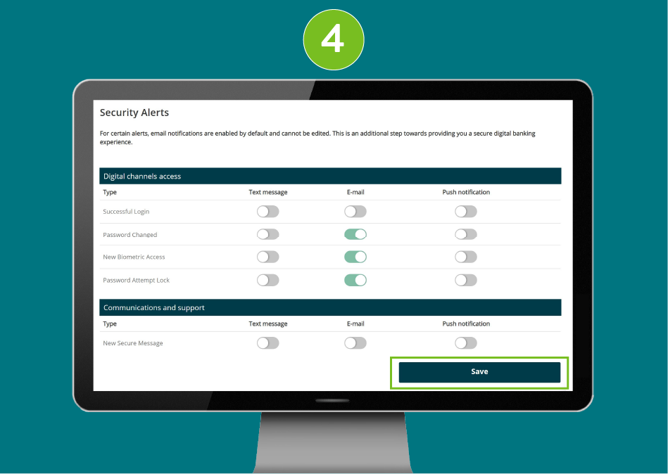 Screenshot of a website's desktop view with focus on the 'Save' button.