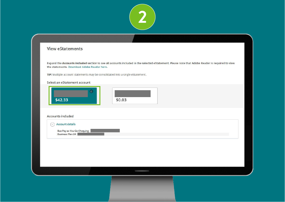 Account transactions page on a desktop browser with 'Account' selected.