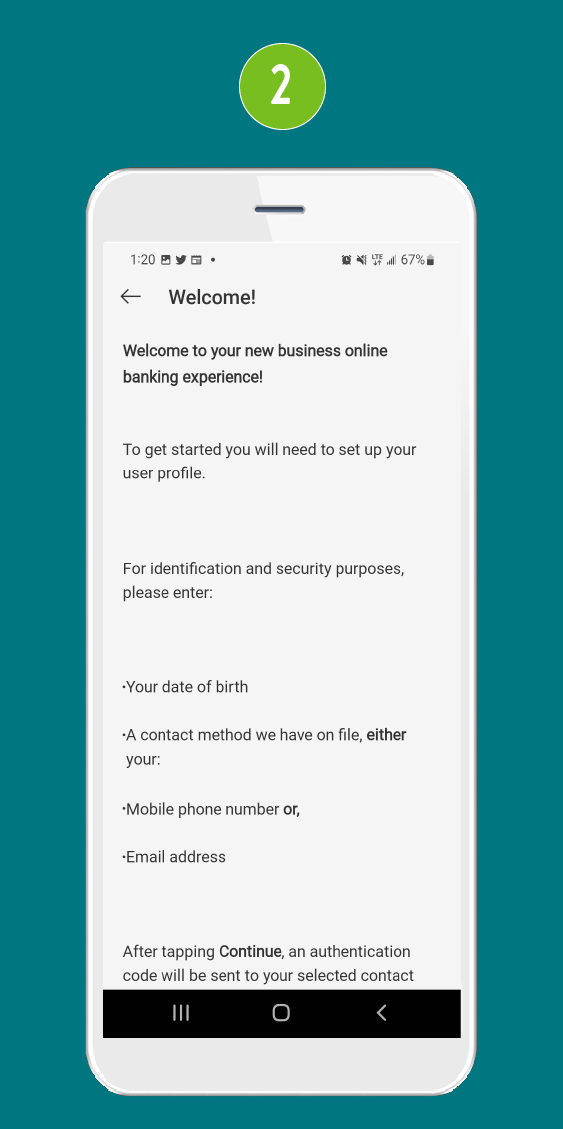 Mobile app Login screen with Welcome message.